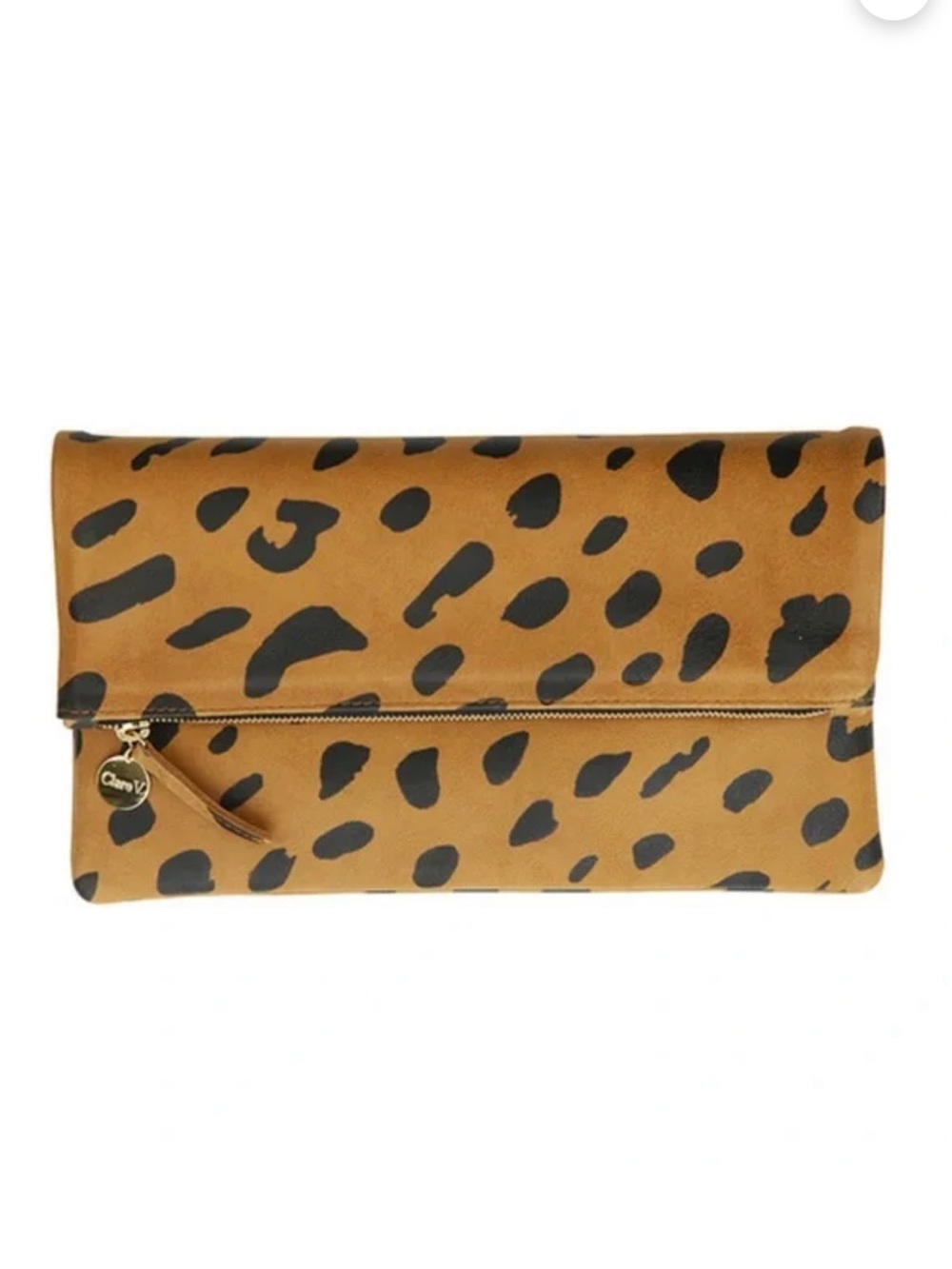 Clare Vivier Animal Print Foldover Clutch